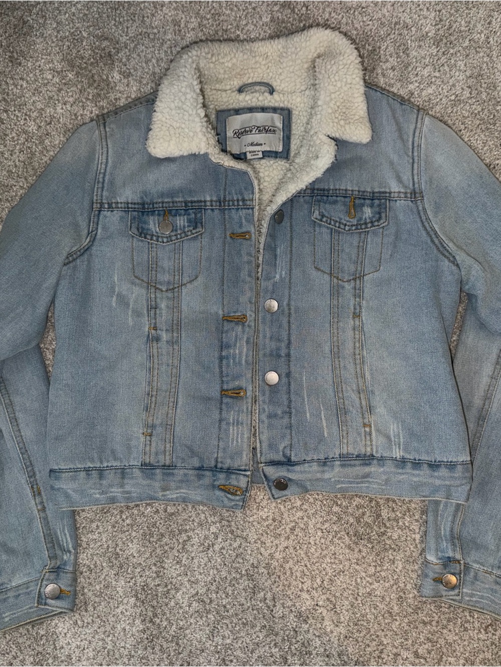 Light Blue Sherpa-Lined Denim Jacket -